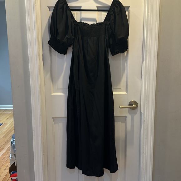 KIRUNDO Maxi Dress Loose Puff Sleeve Square Neck Flowy Long Beach Dress Pockets - Picture 4 of 5